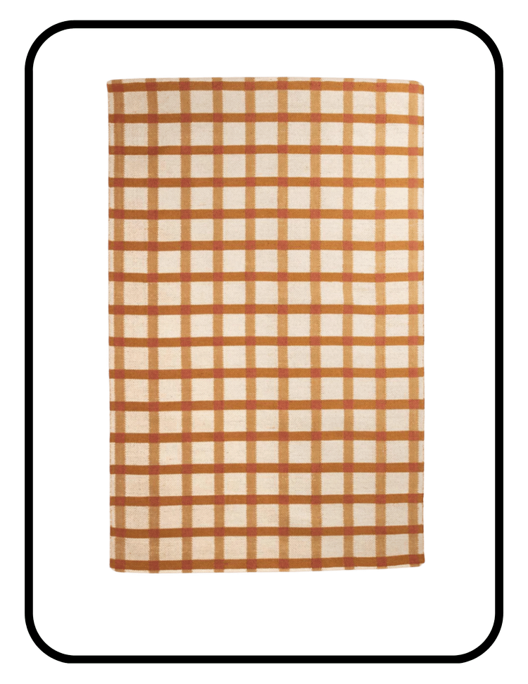 Schoolhouse wool plaid under bed rug with cotton canvas backing