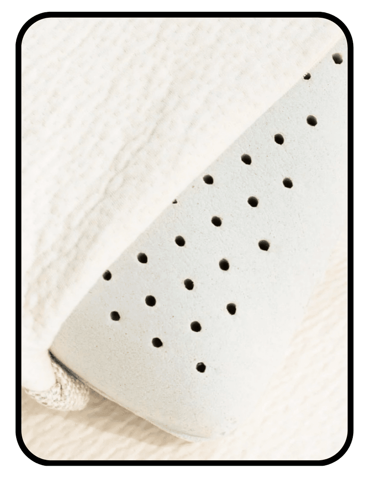 My Green Mattress organic Dunlop latex pillow with charcoal-infused GOLS latex in GOTS organic cotton