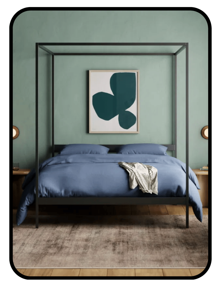 All Modern sleek powder-coated steel canopy bed frame