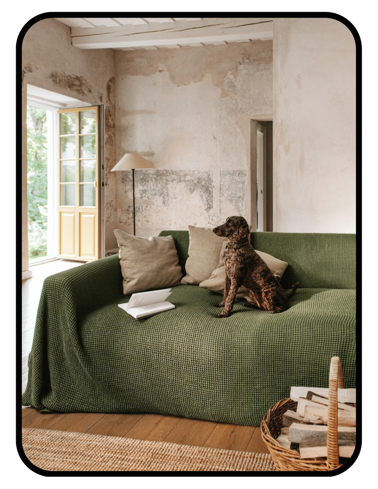 Magic Linen non-toxic couch cover in OEKO-TEX certified linen or cotton