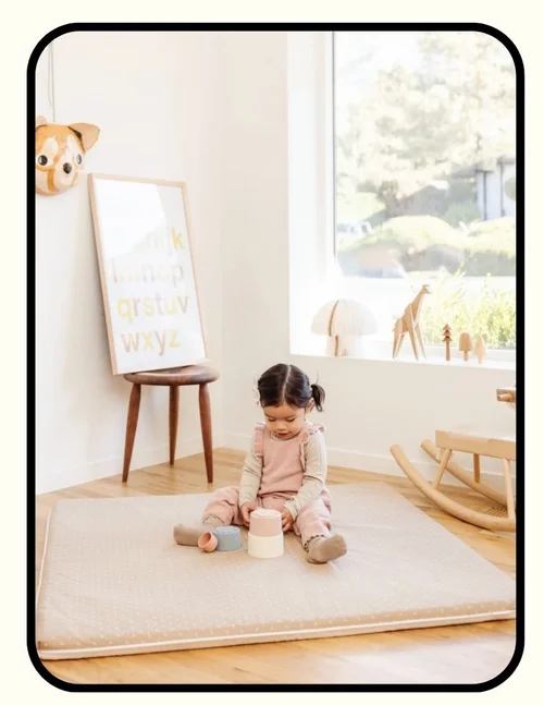 Piccalio organic play mat with GOTS certified waterproof organic cotton cover and natural latex foam