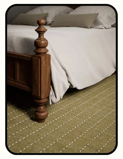 Quince Lark hand-loomed green wool rug
