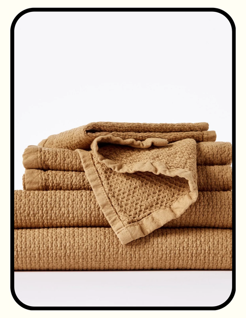 Coyuchi GOTS Organic Cotton waffle-weave bath towels