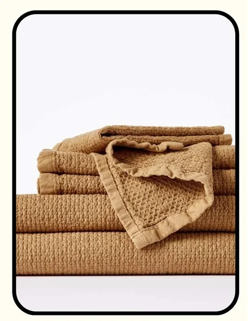 Coyuchi GOTS Organic Cotton waffle-weave bath towels
