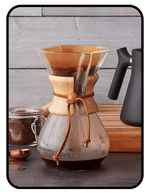 Chemex borosilicate glass pour-over coffee maker with wood handle