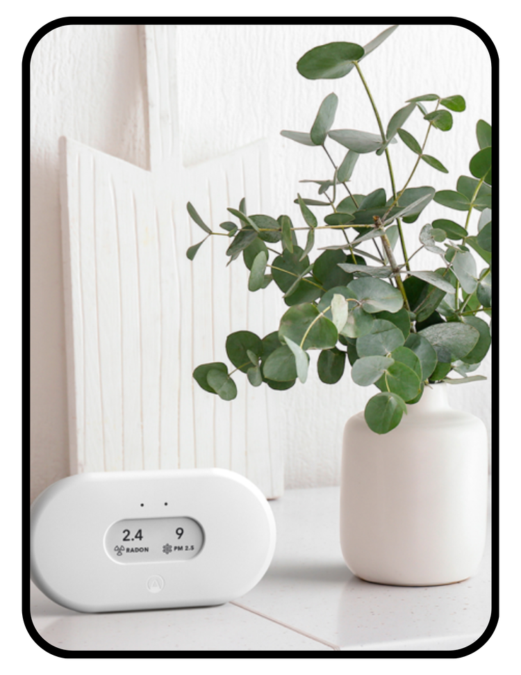 Airthings View Plus indoor air quality monitor tracking PM2.5, VOCs, and radon