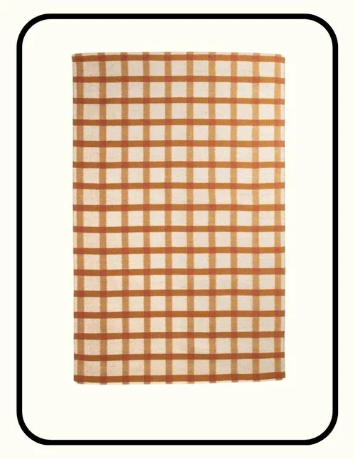 Schoolhouse wool plaid under bed rug with cotton canvas backing