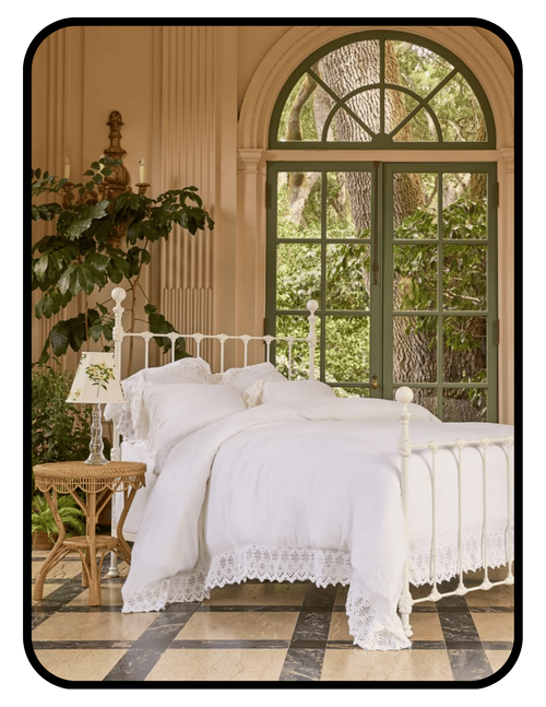 GreenRow handmade wrought iron and steel bed frame, powder-coated white