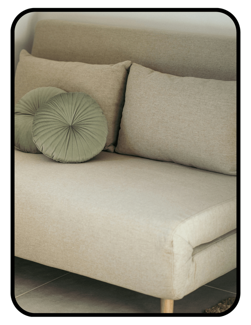 The Futon Shop natural sofa with GOLS organic latex and OEKO-TEX wool
