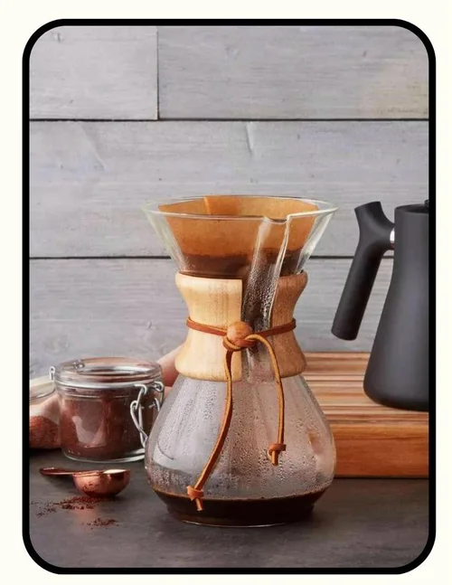 Chemex borosilicate glass pour-over coffee maker with wood handle
