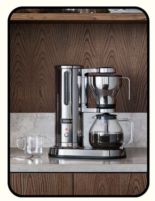 Aarke low-plastic coffee brewer with stainless steel water tank and glass carafe