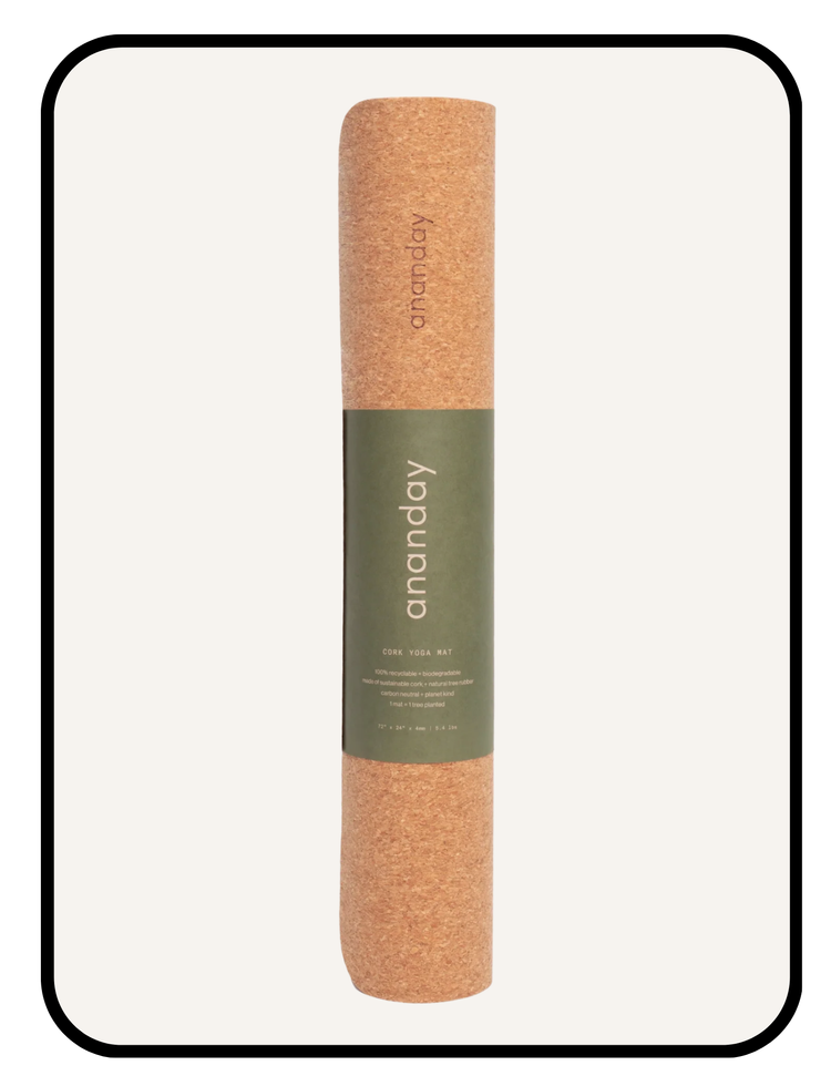 Ananday natural cork yoga mat, glue-free and plastic-free