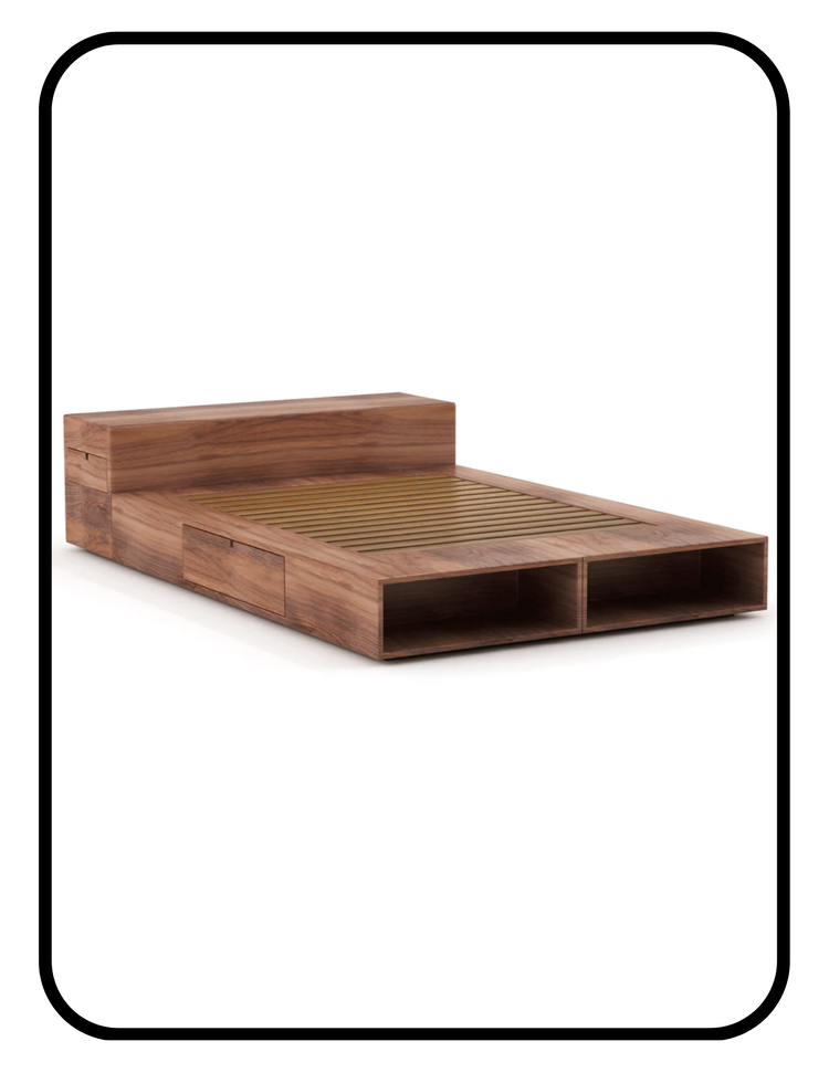 Medley Buden solid wood low-profile non-toxic storage bed with drawers