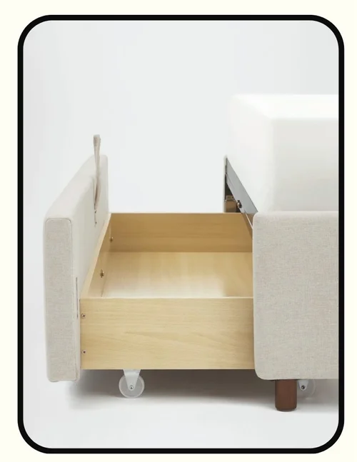 Silk and Snow Aire upholstered storage bed frame with lift-up storage and OEKO-TEX fabric