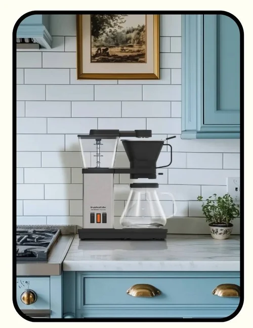 Simply Good Coffee stainless steel and glass drip coffee maker