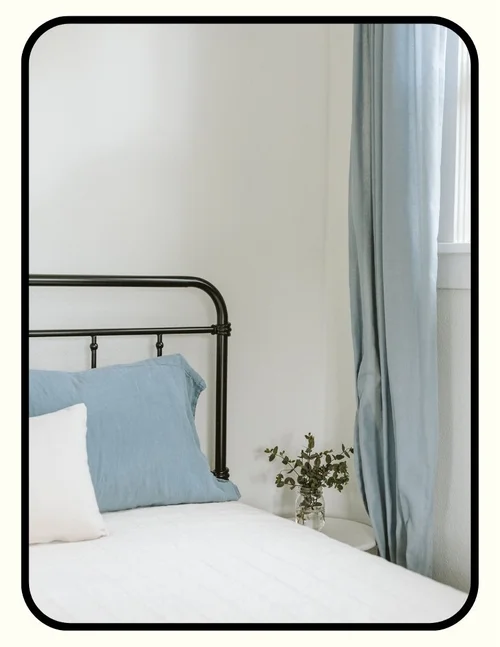 Amazon budget powder-coated metal bed frame with headboard, farmhouse style