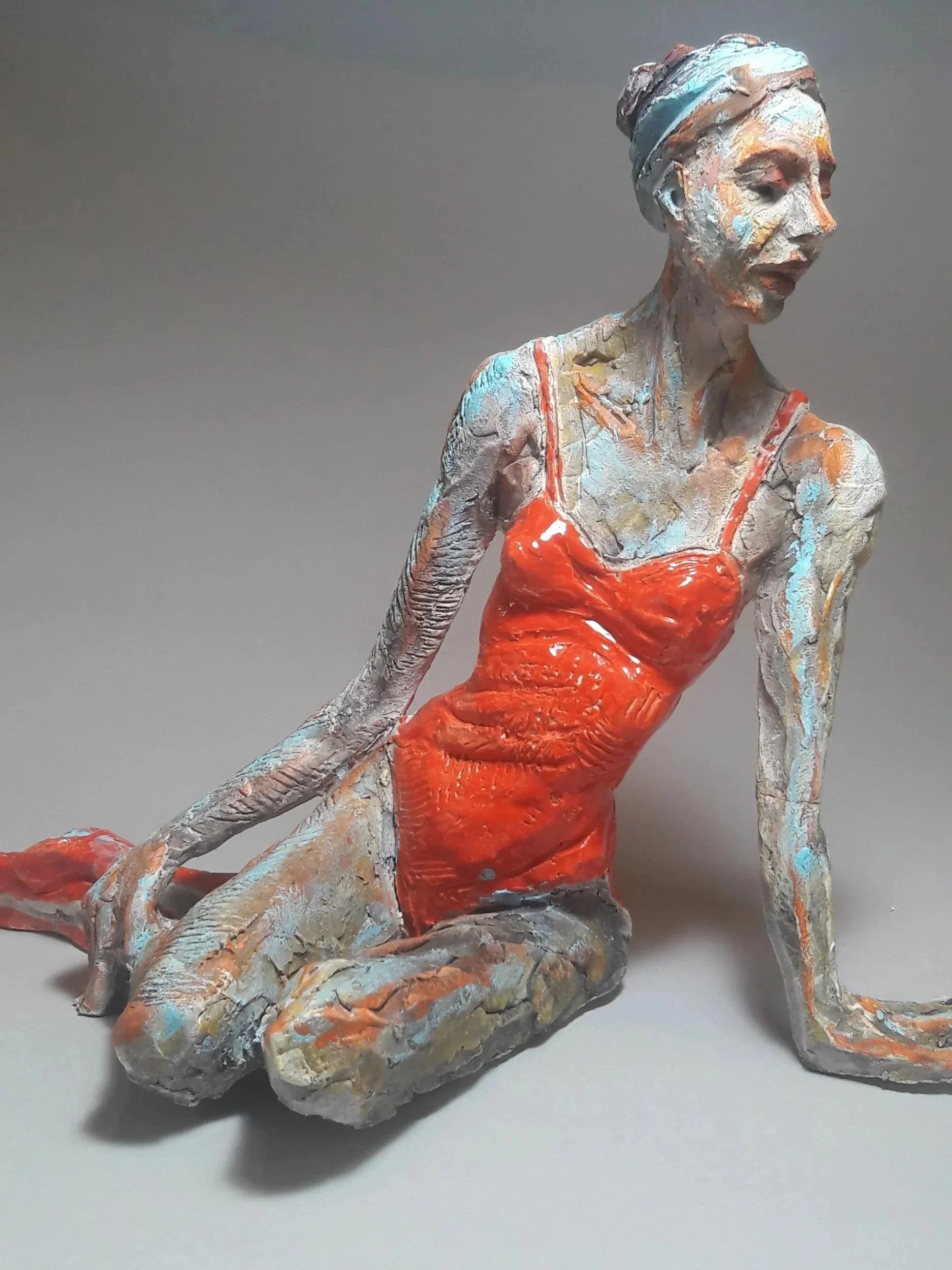 Red Shoes, Clay, Glazes, SOLD at Sausalito Center for the Arts