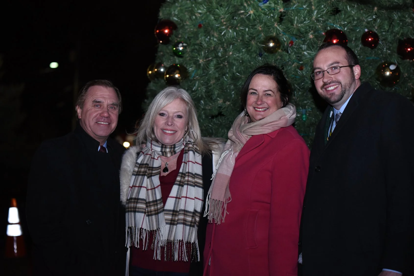 Speaker Craig Coughlin, Debbie, Nancy, & Dan Harris at the Holiday Tree Lighting