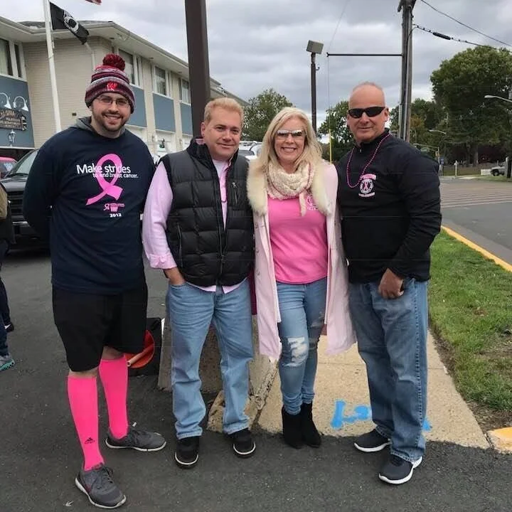 Howie (Right) & Debbie(Center-Right) with Dan Harris & Ezio Tamburello at the annual Breast Cancer Awareness Walk