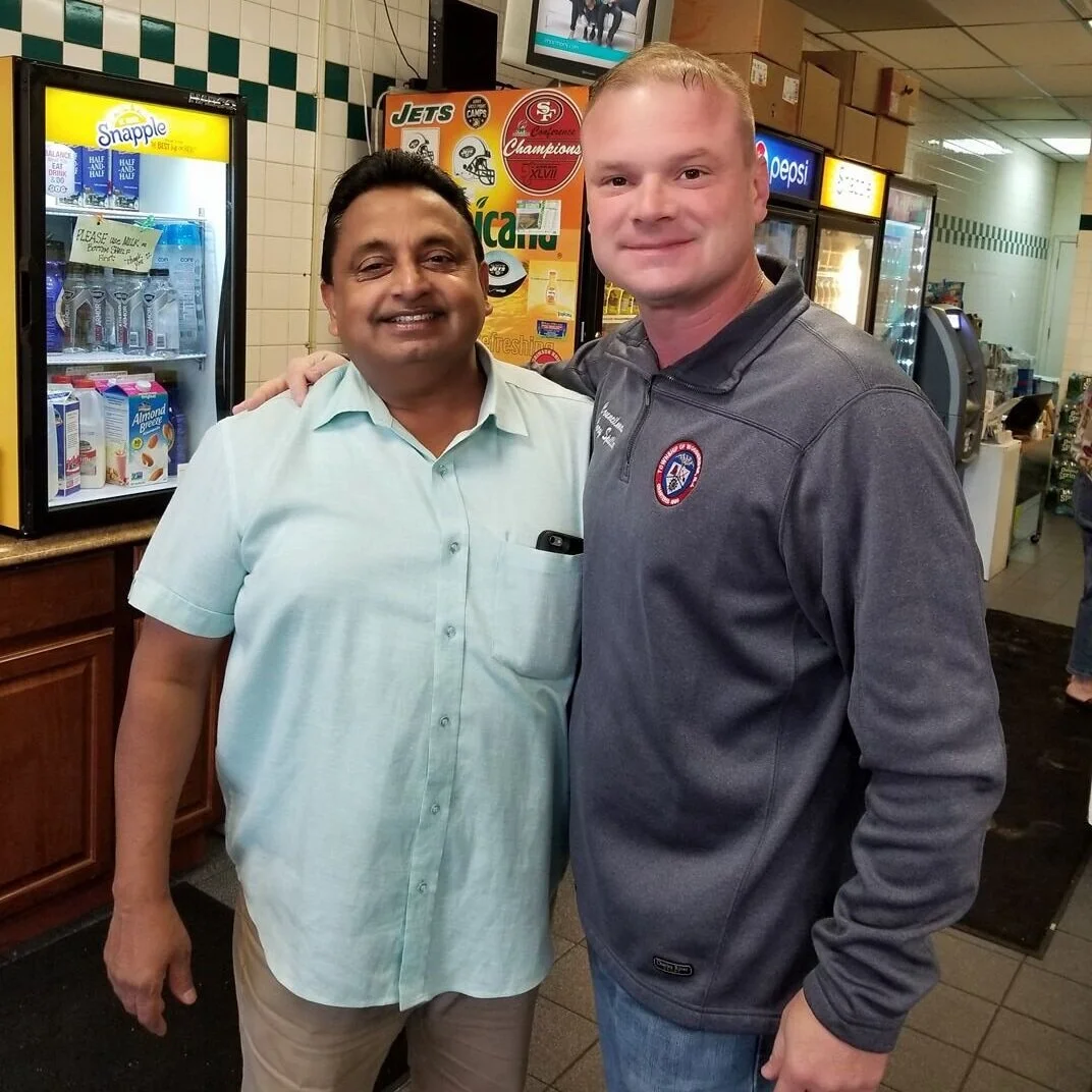 Viru and Cory enjoying breakfast at Knot Just Bagels