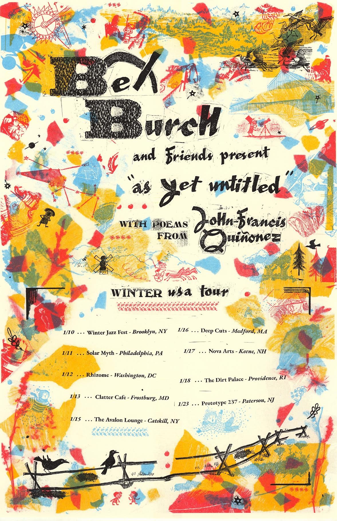 BEX BURCH: “as yet untitled” winter usa tour, with poems from john-francis quiñonez