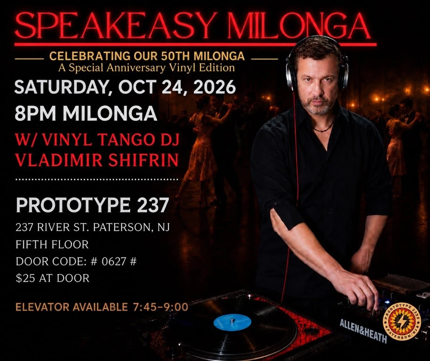 Red carpet speakeasy milonga: 50th milonga anniversary!