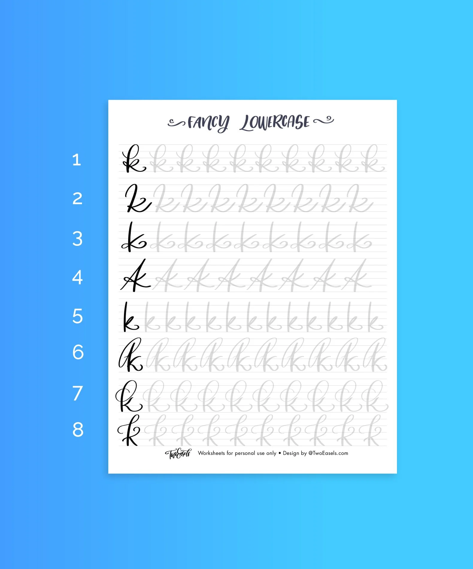 Expressive Lettering Lowercase Lettering worksheet BUNDLE 8 Styles Lower and Uppercase Brush Lettering ...