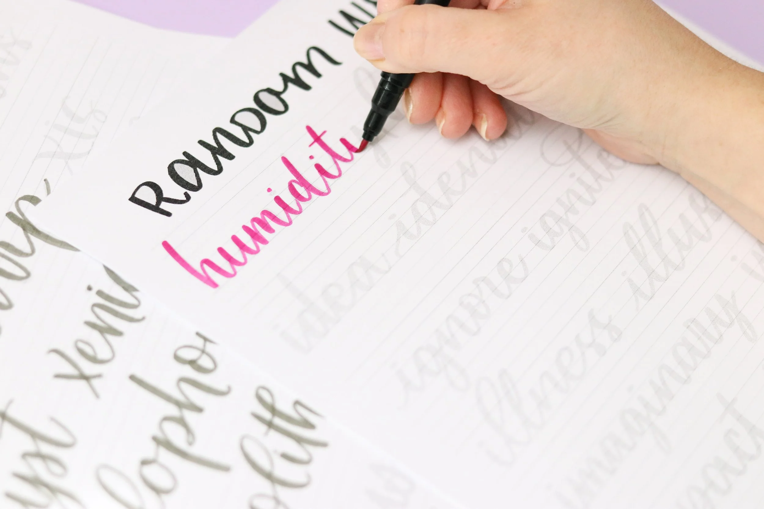 Learning Task Lettering Word Practice brush lettering words — Weronika Zubek Fine Art