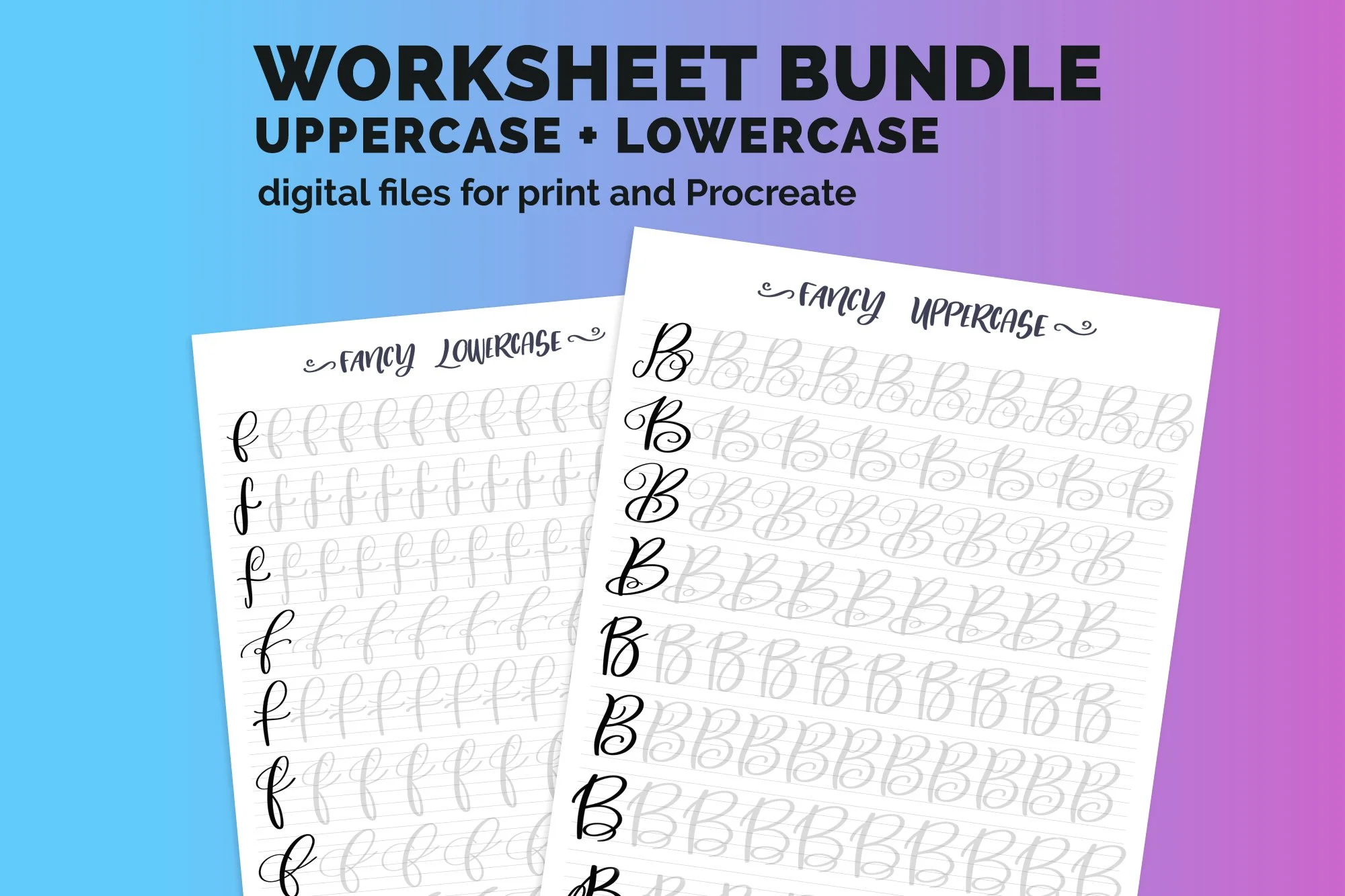 Creative Lettering For Grade 8 Lettering worksheet BUNDLE 8 Styles Lower and Uppercase Brush Lettering ...