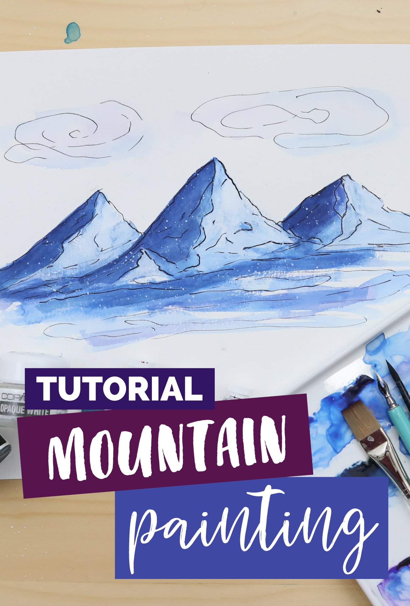 How to paint a mountain using watercolor and ink — Weronika Zubek