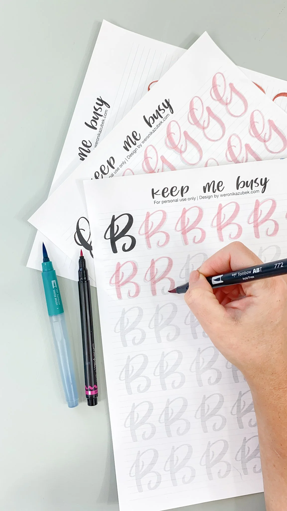 Brush Lettering Exercises Brush lettering practice worksheets 72 sheets — Weronika Zubek Fine Art
