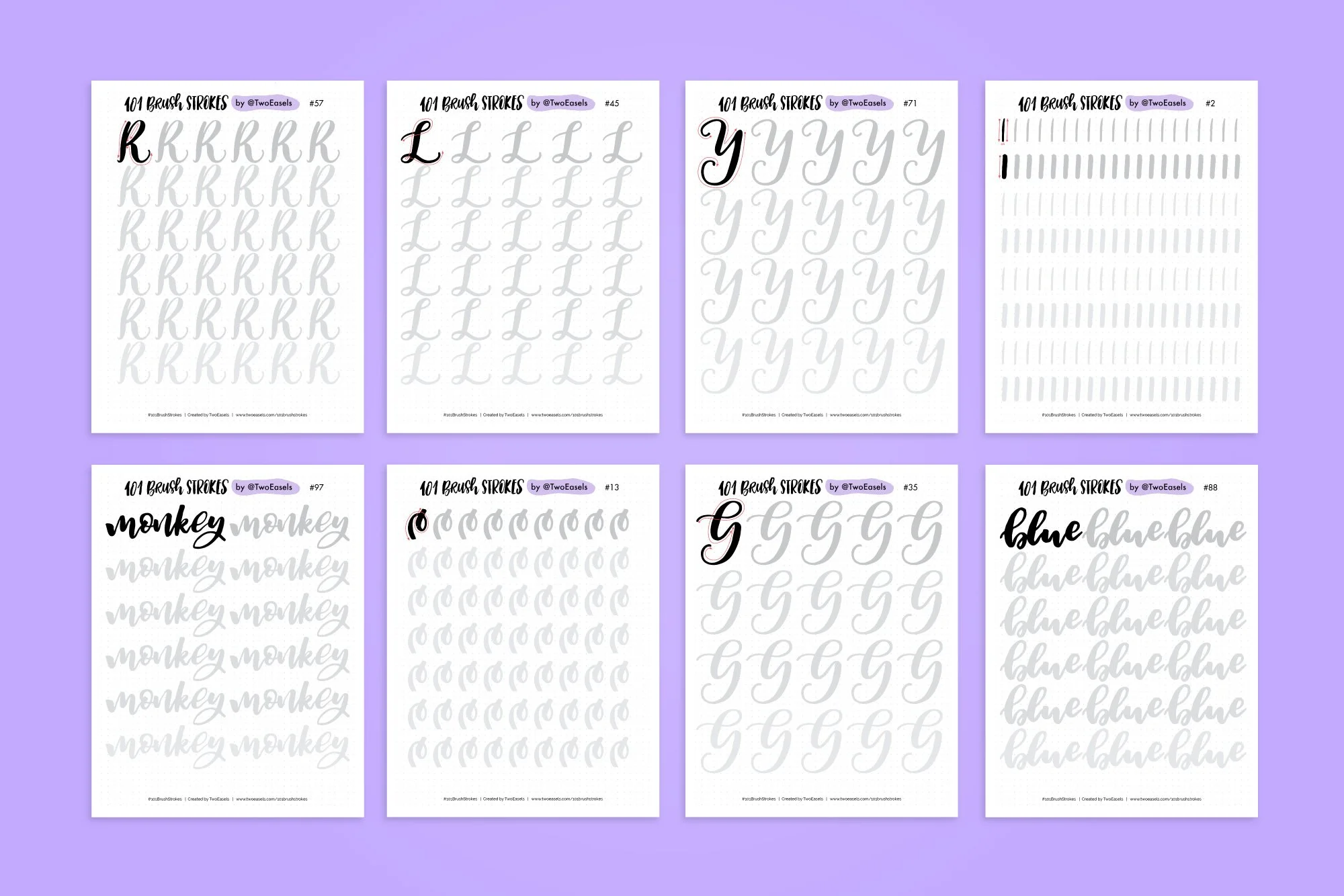 Major Lettering The complete worksheet set for beginners to brush lettering. — Weronika ...