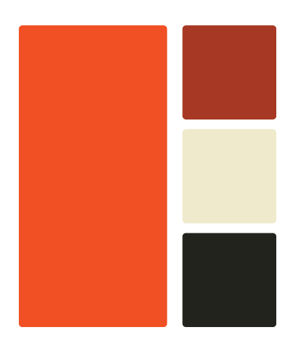 3P Peter's Perfect Pepper Sauce brand color palette — burnt orange, brick red, cream and charcoal