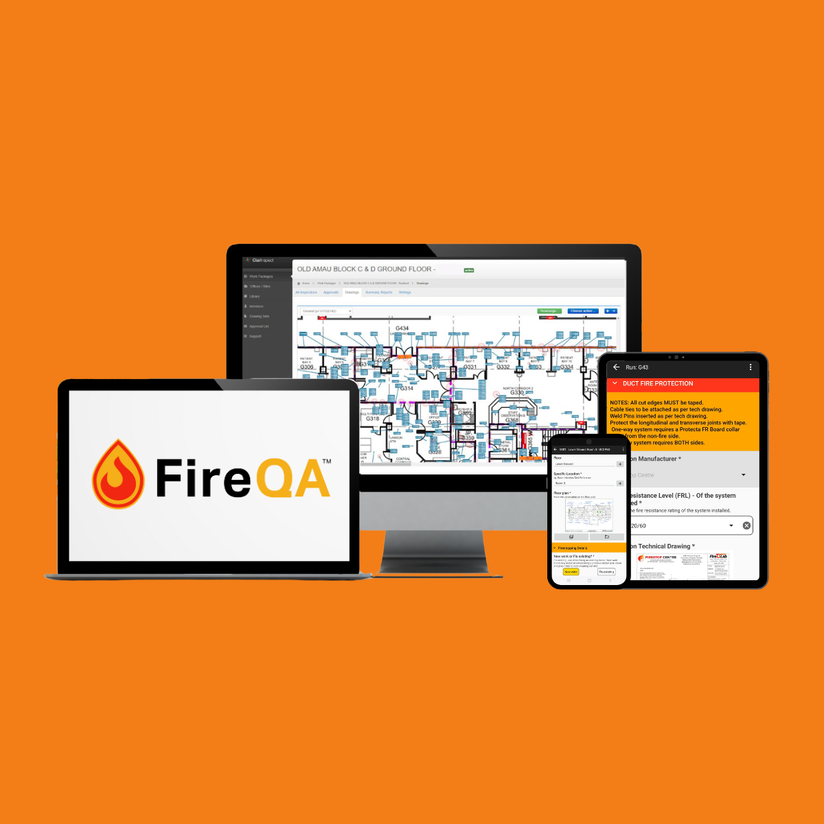 fire inspections on an app and coputer for as1851 audits