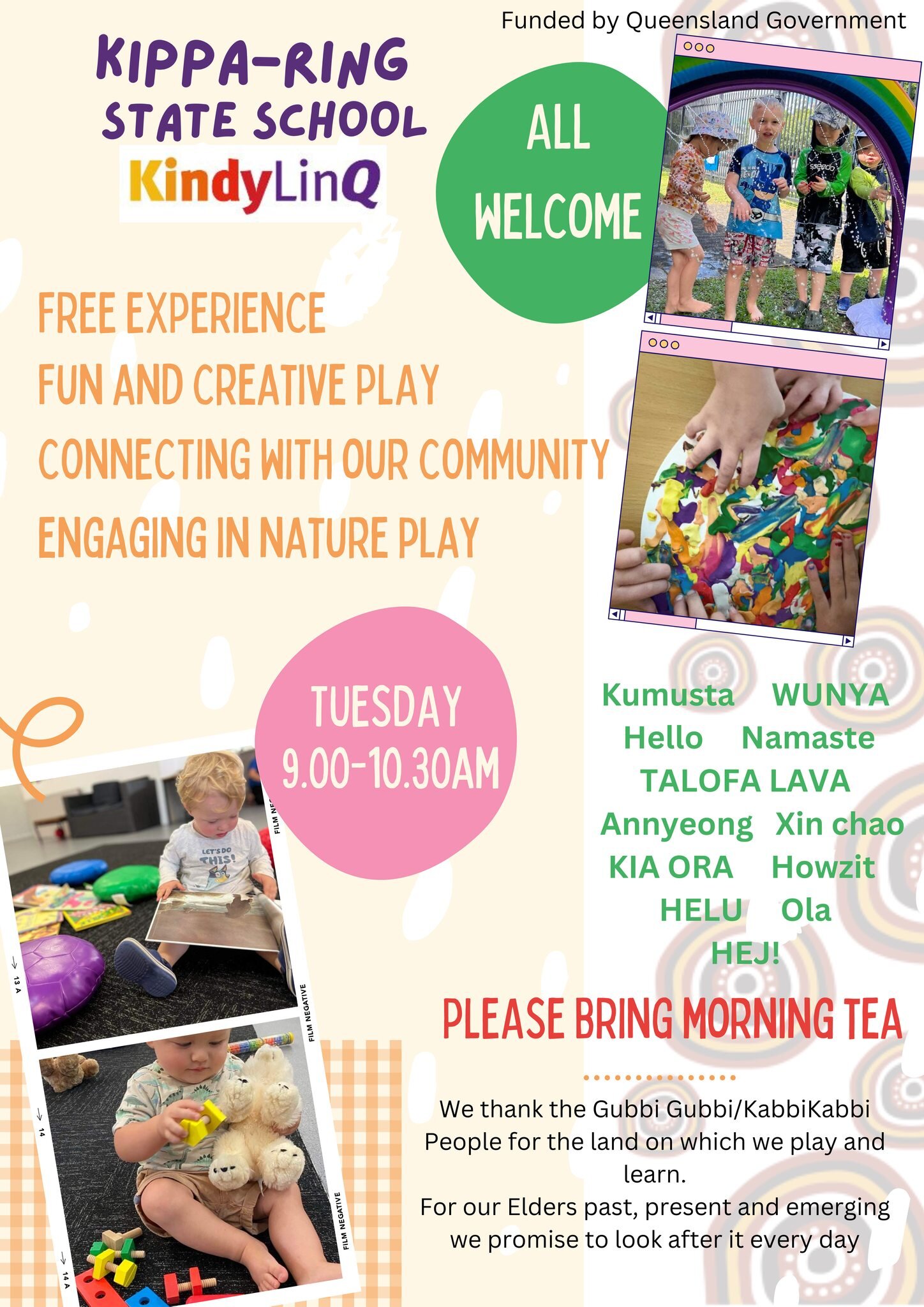 We would like to let you know about an exciting free playgroup that has just started at Kippa-Ring State School and Deception Bay State School.
 
KindylinQ is funded by Queensland Government to bridge the gap between playful discovery and educational