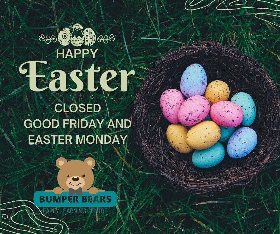 Just a reminder that the centre is closed on Good Friday and Easter Monday. Have an enjoyable Easter break everyone!
#easter2024 #easterclosure #bumperbearselc #childcareredcliffepeninsula #redcliffepeninsula