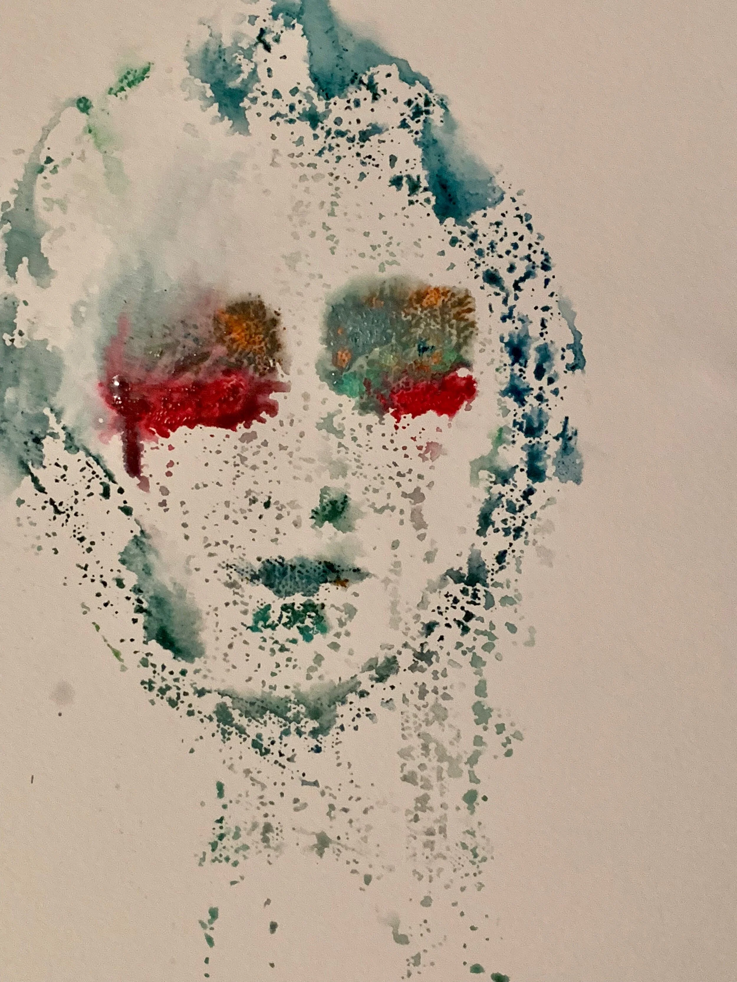 Self-Portrait Acrylic and Coarse Gel on Paper 2019 14.18 inch