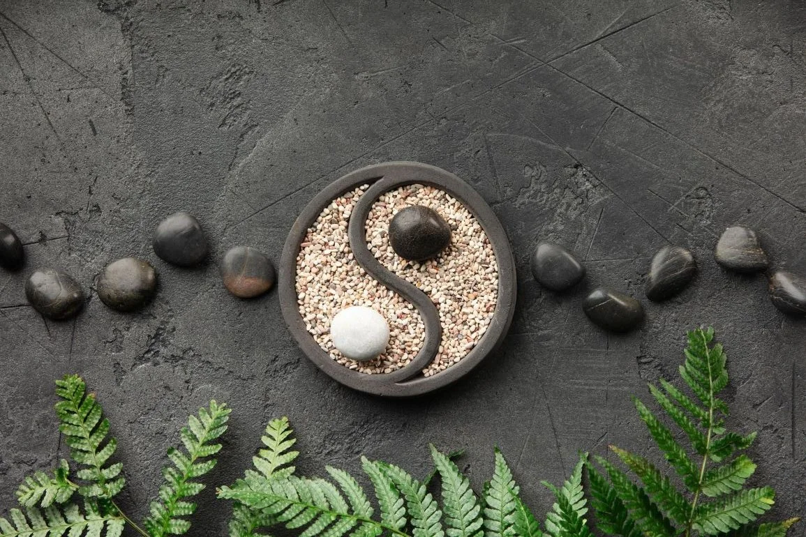 Yin and Yang representing balance between activity and recovery in modern biology