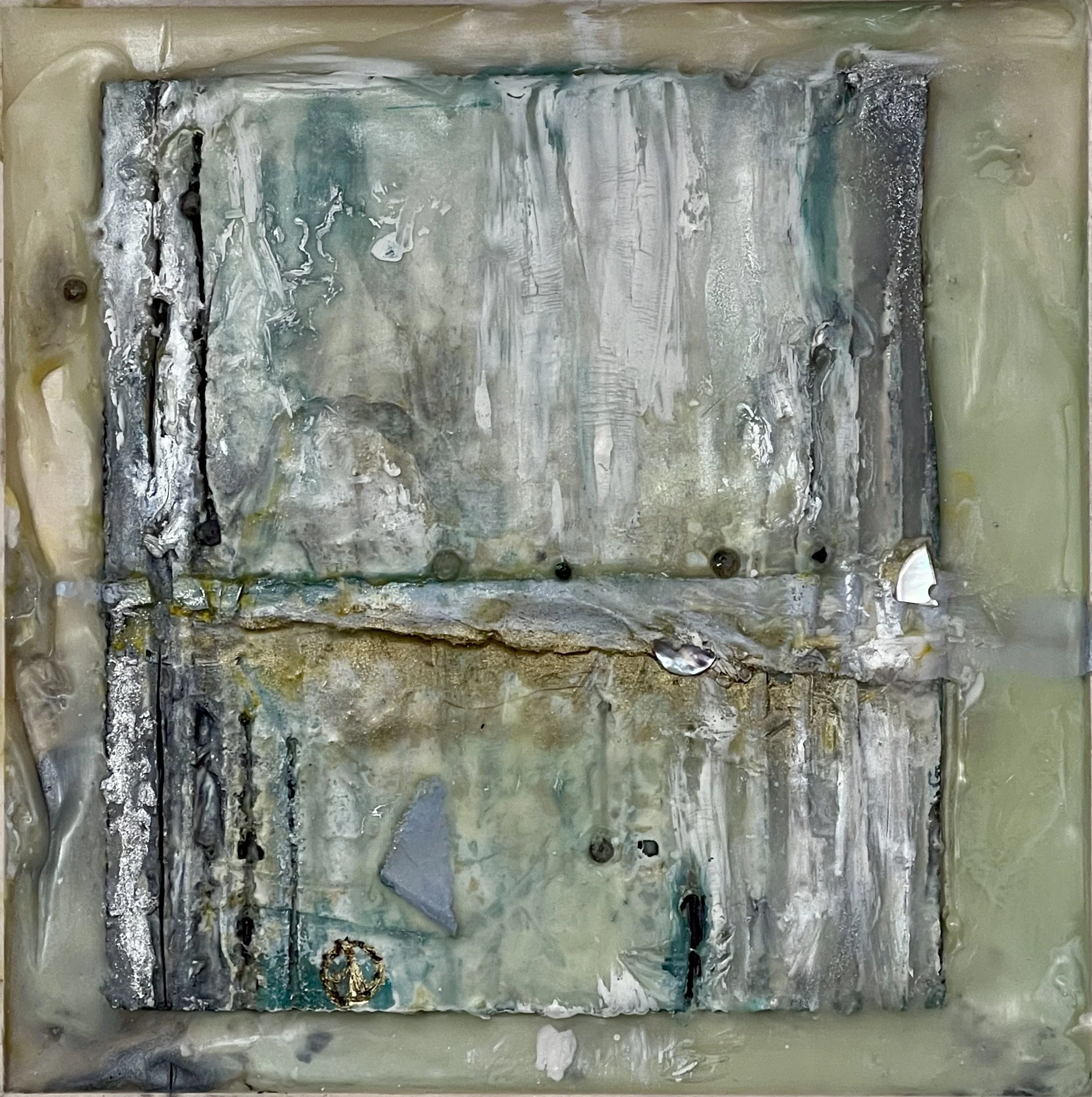 Internal Landscape #2 6"x6" encaustic mixed media on board