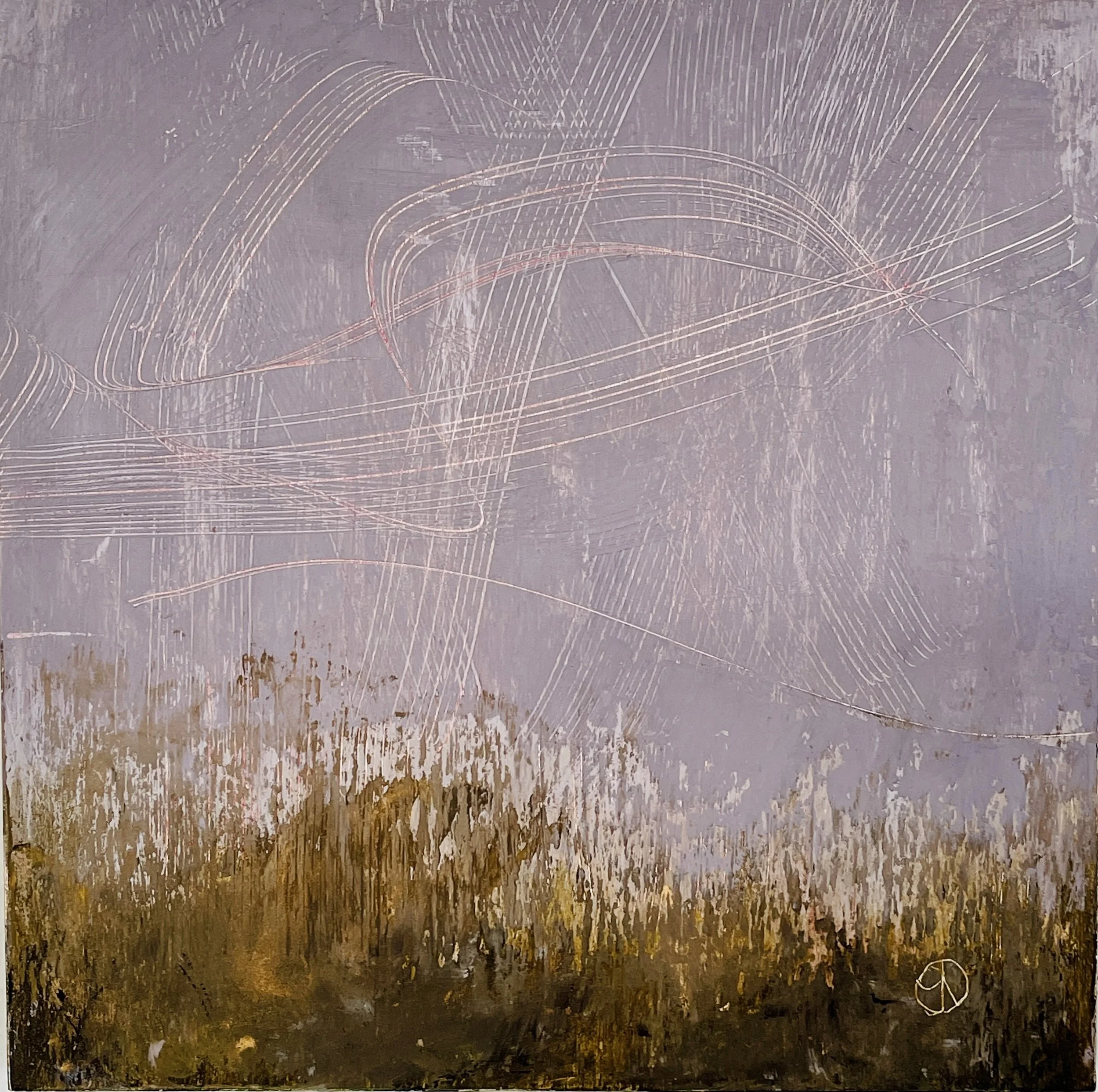 Rage 12"x12" cold wax mixed media on board