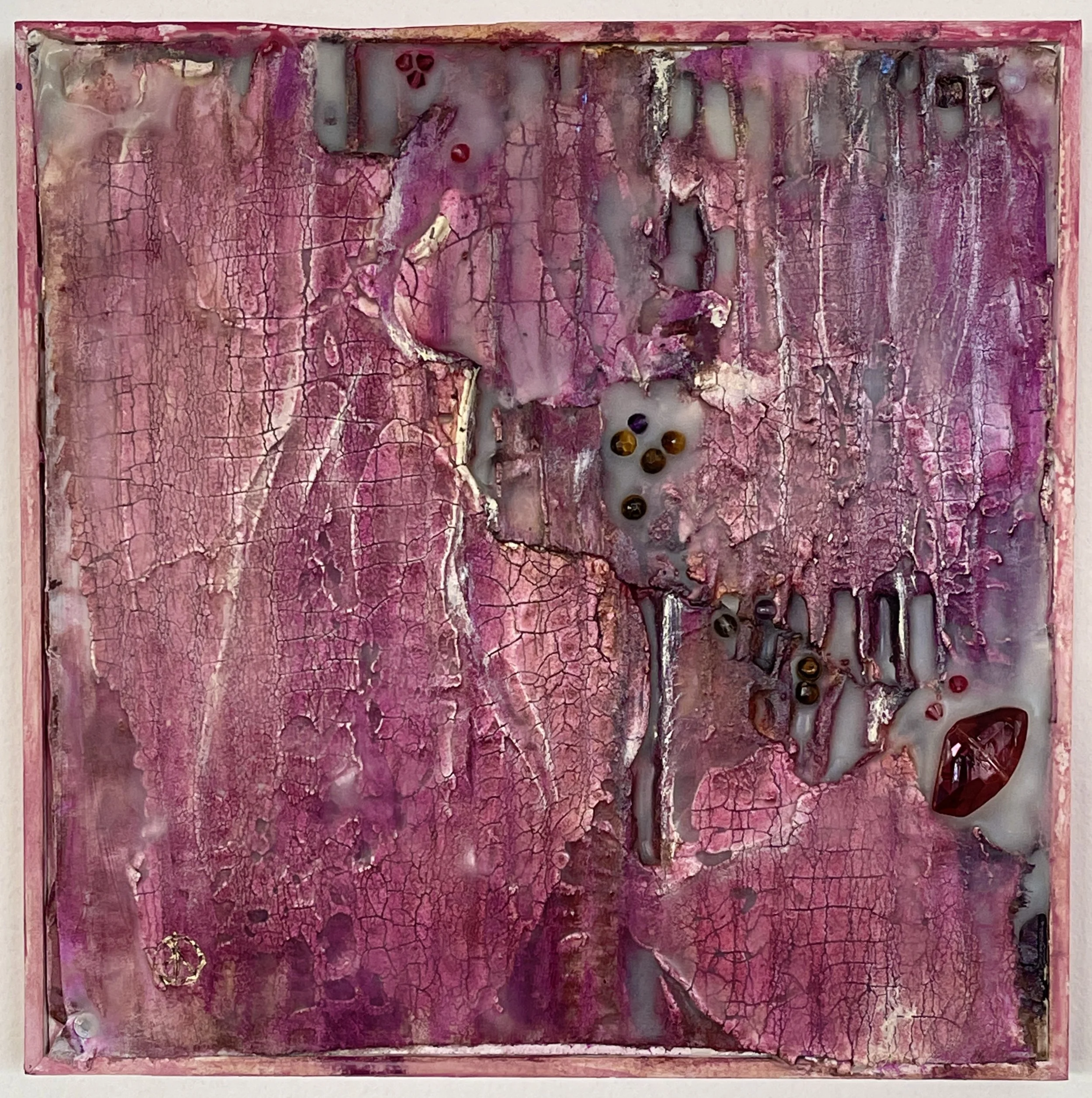 Internal Landscape #9 8"x8" encaustic mixed media on board