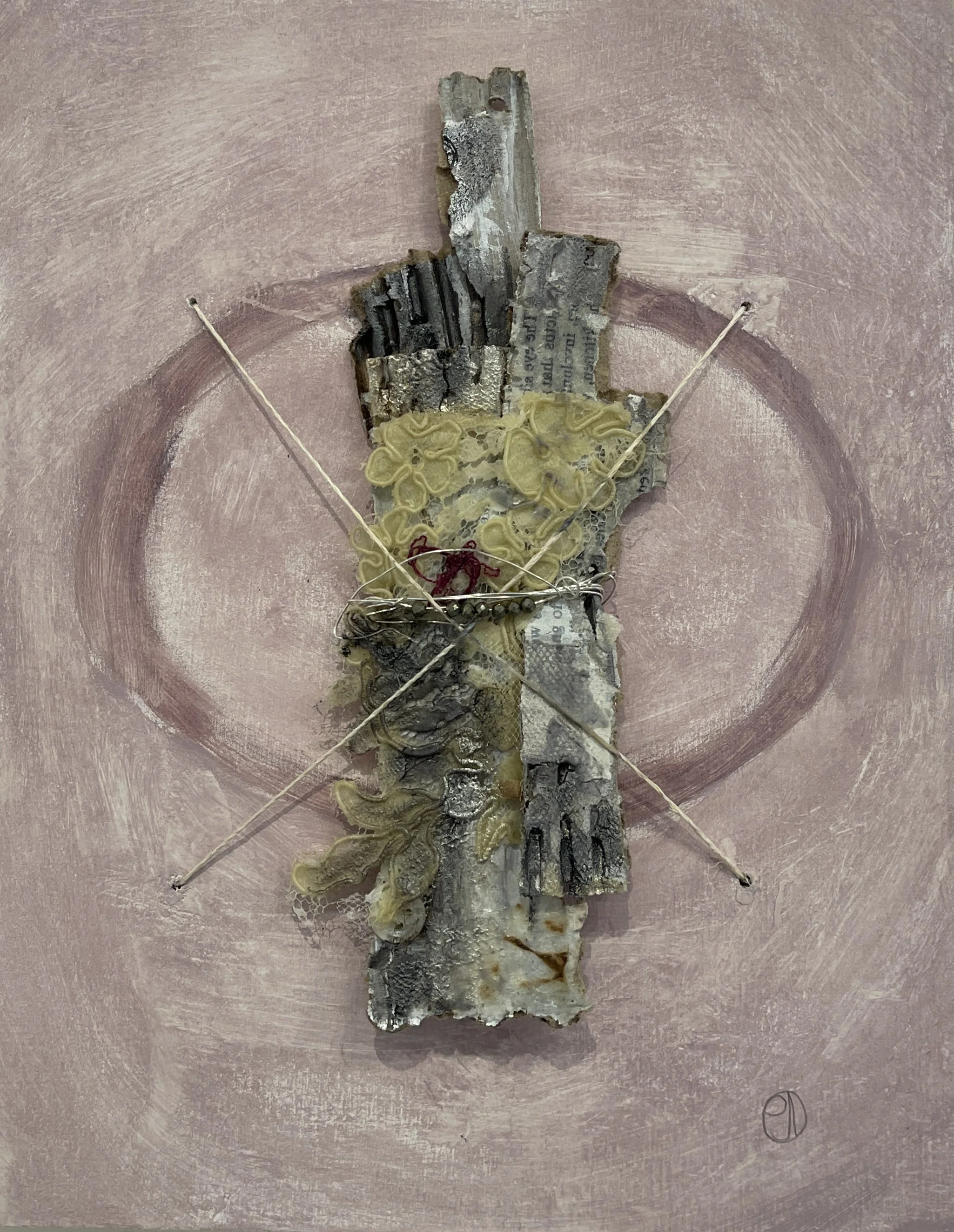 Wired Together #3  8"x10" mixed media on board