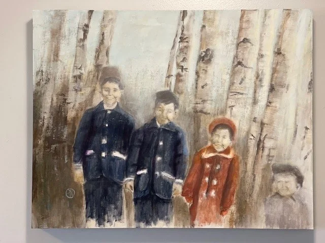 Standing Tall 28"x22" cold wax & oil on board