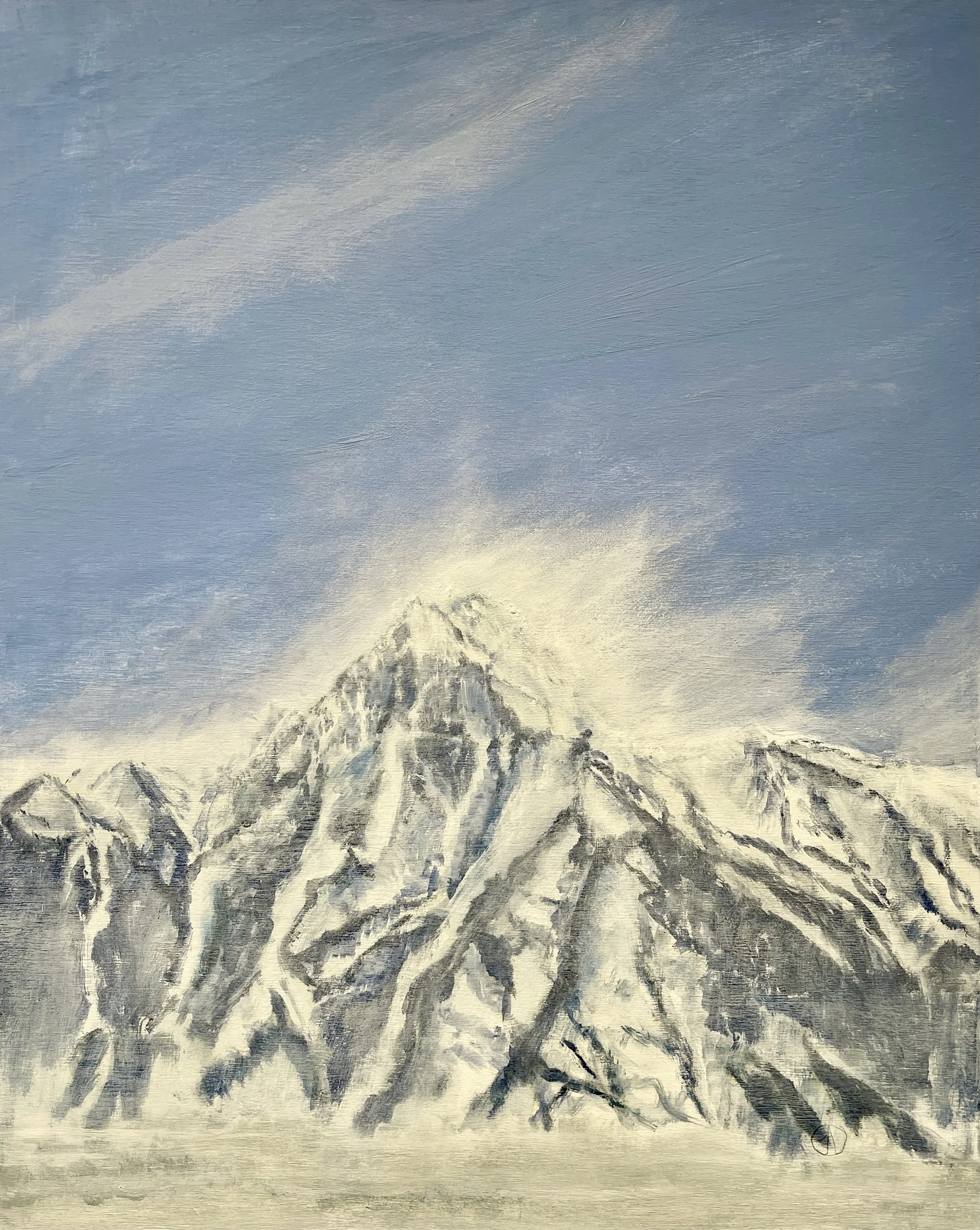 The Mountain 16"x20" cold wax & oil on board