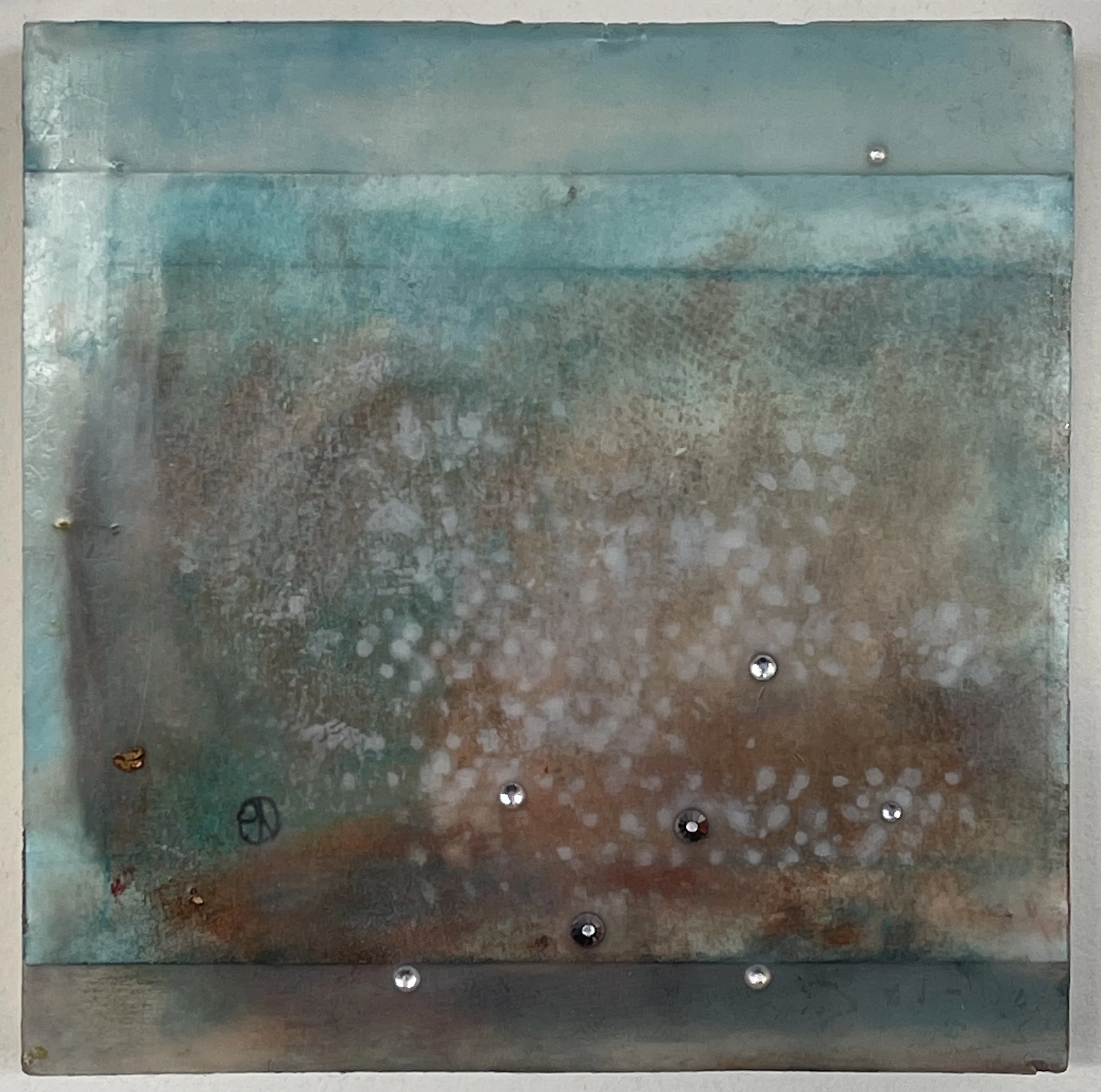 Internal Landscape #13 6"x6" encaustic mixed media on board