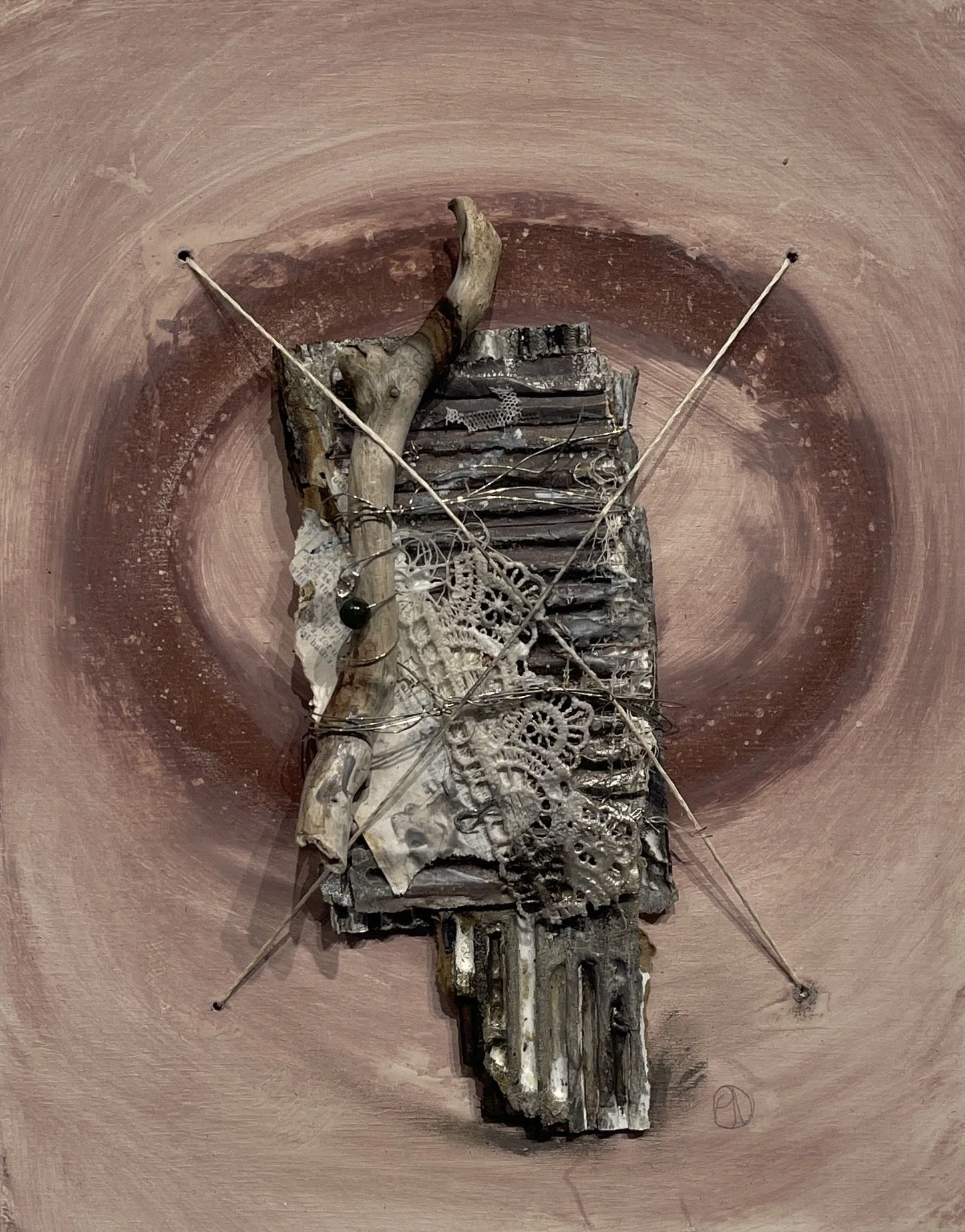 Wired Together #1  8"x10" mixed media on board