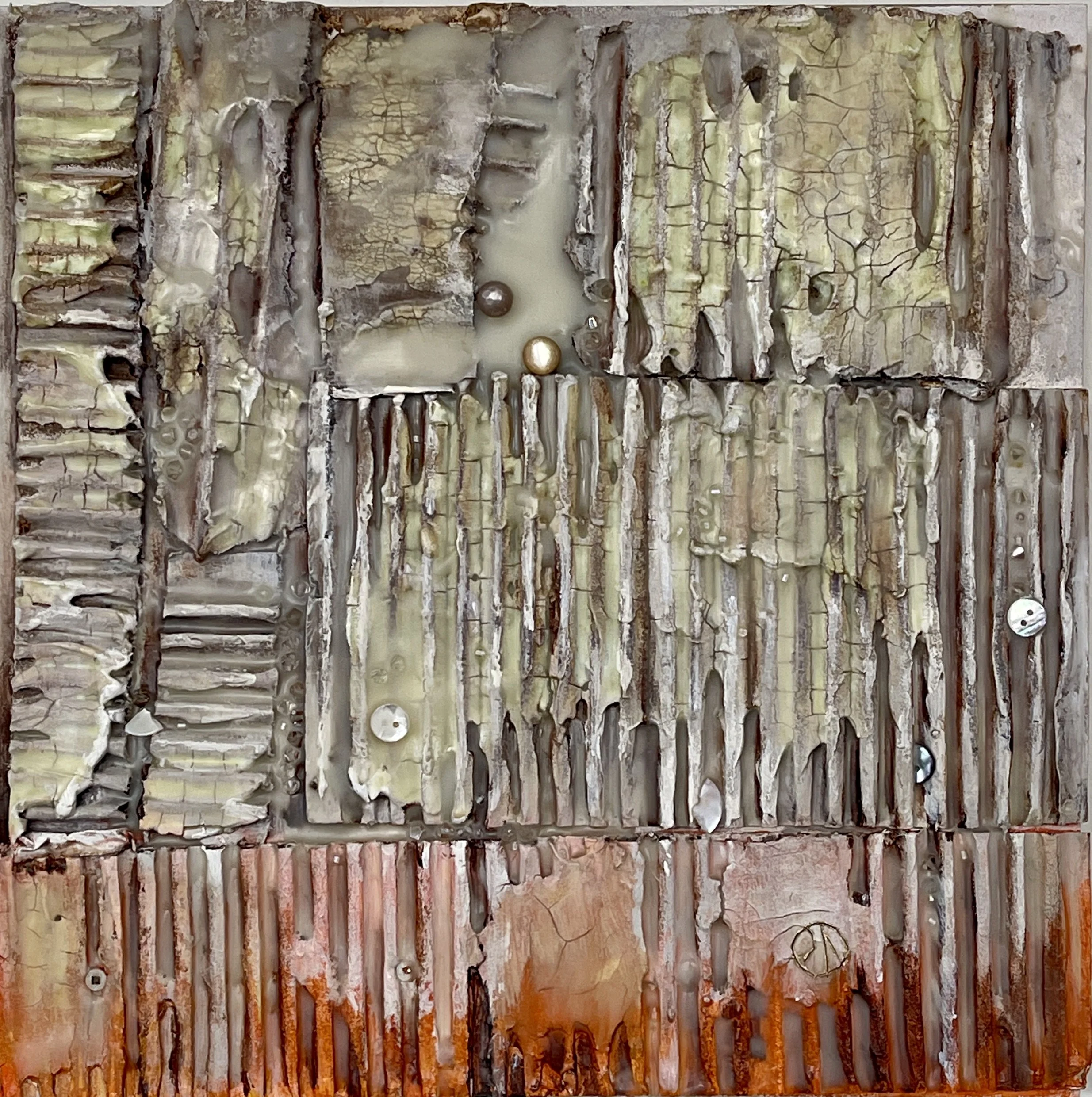 Internal Landscape #10 10"x10" encaustic mixed media on board