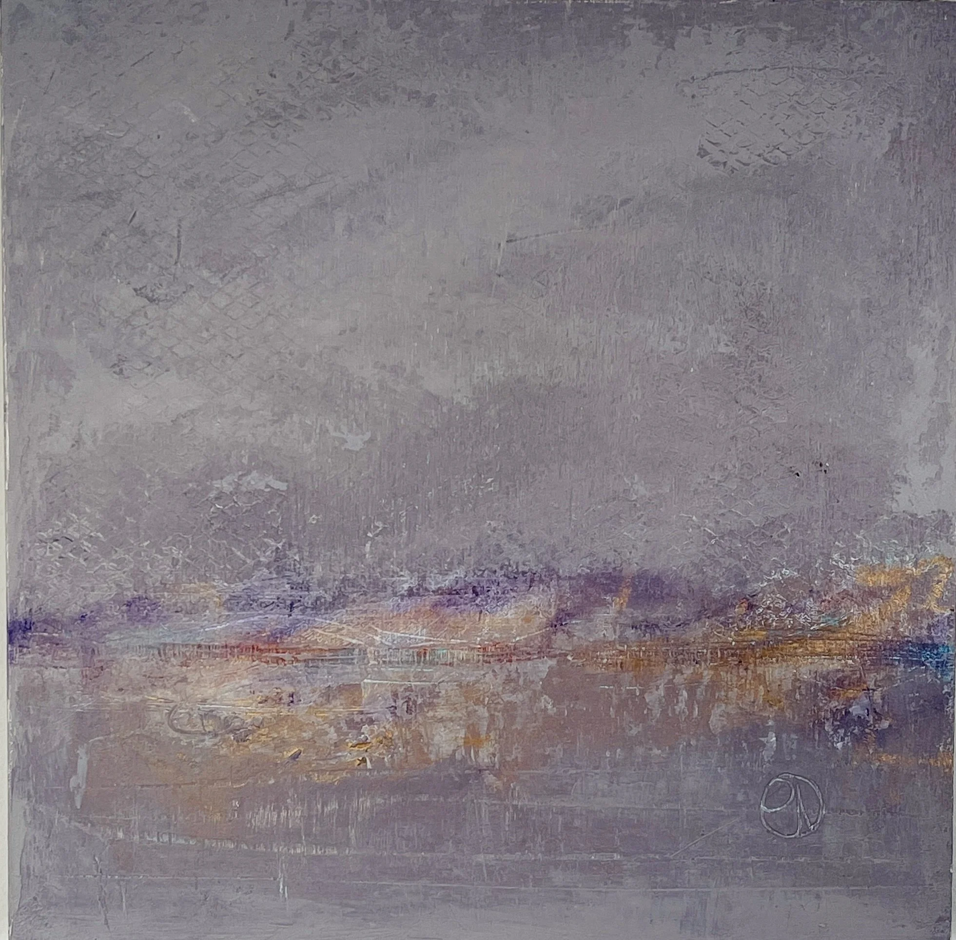 Grief 12"x12" cold wax mixed media on board