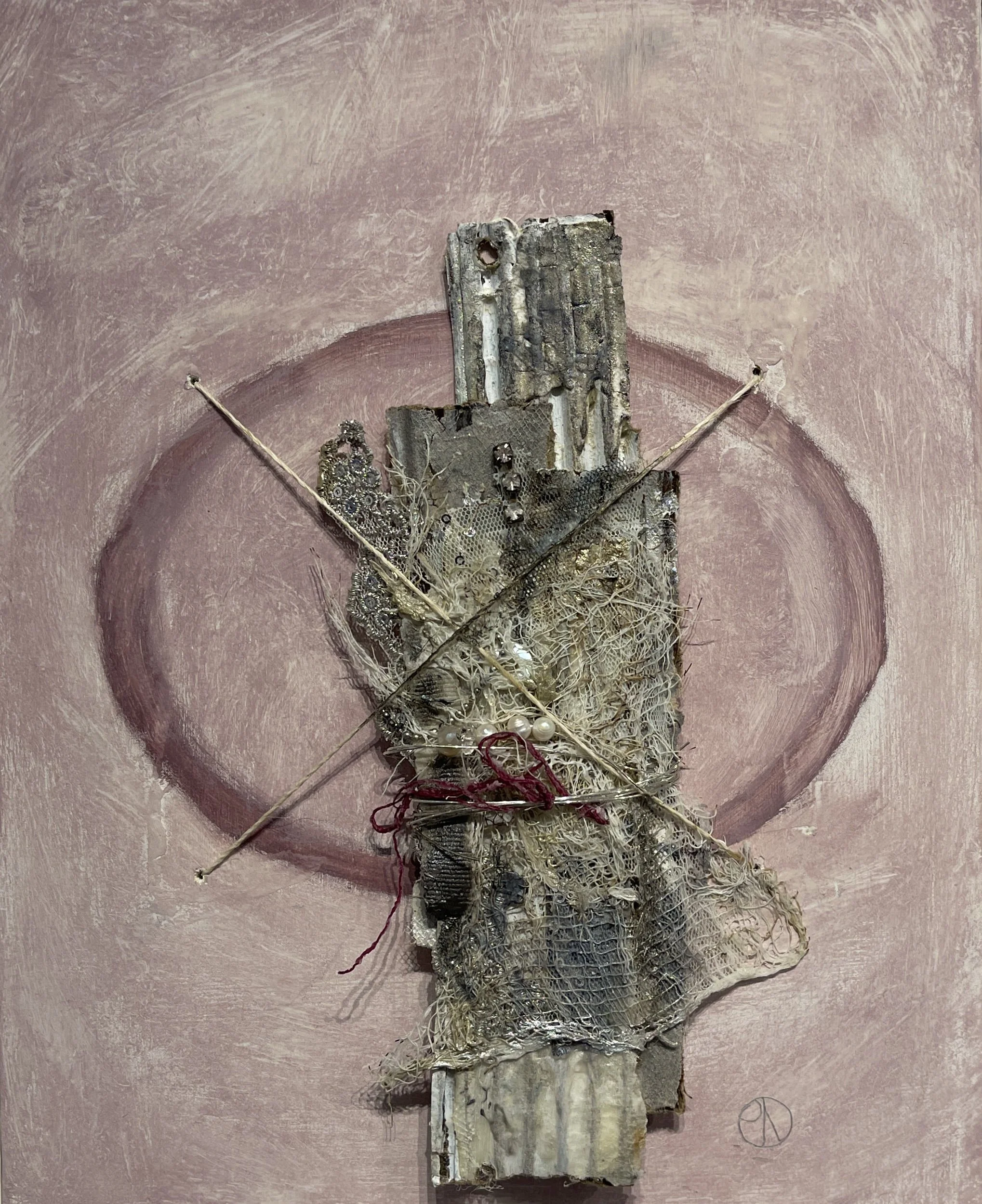 Wired Together #4  8"x10" mixed media on board