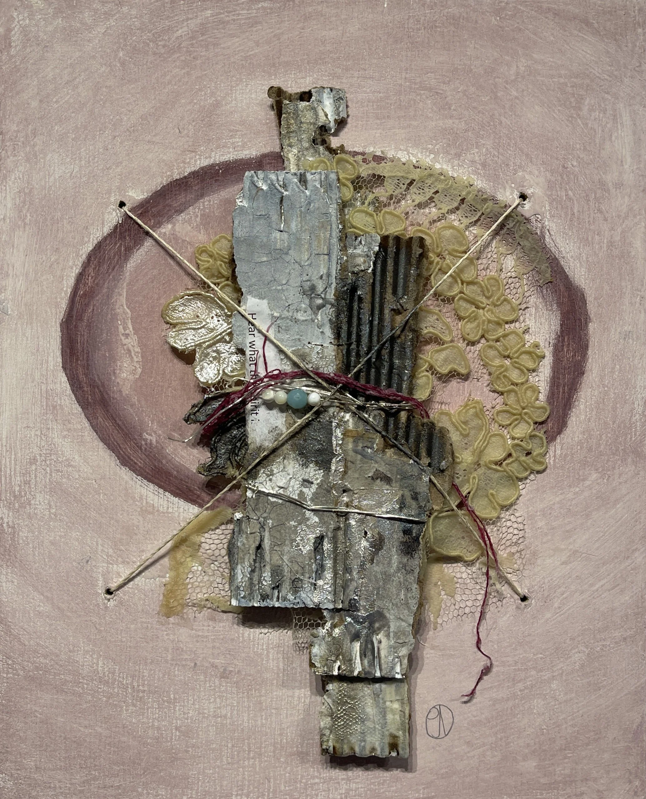 Wired Together #5  8"x10" mixed media on board